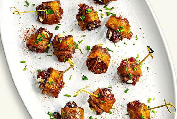  Eggplant "Bacon" Wrapped Stuffed Dates